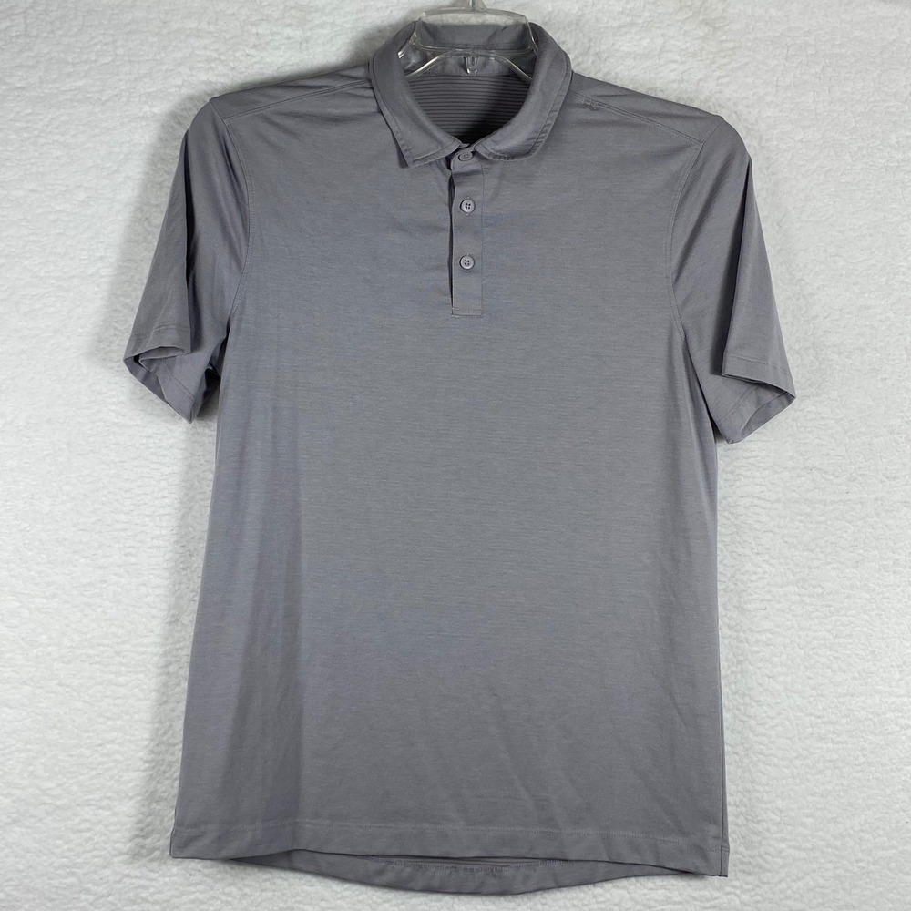 Lululemon Evolution Polo Shirt Mens Grey Short Sleeve Heathered Activewear